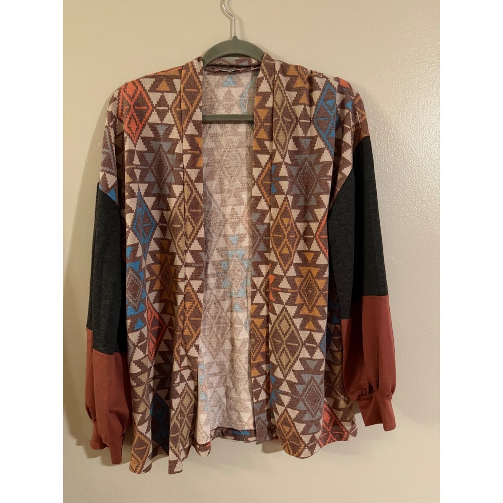 Andree by Unit Womens Southwestern Geometric Open Front Cardigan Aztec western